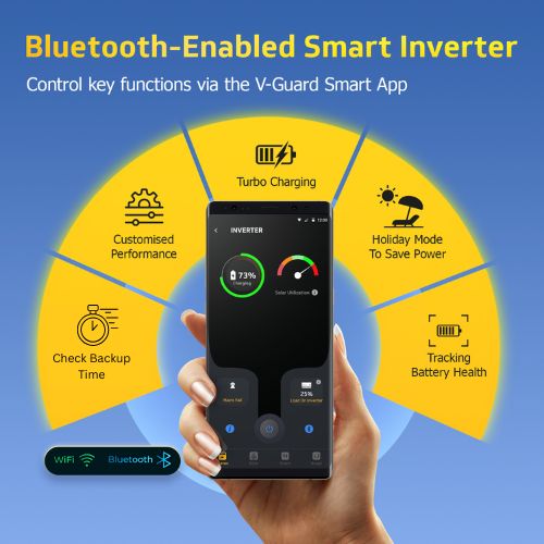 Smart Pro 1200 S Solar Inverter + VT 155D Battery Combo for Home, Office & Shops