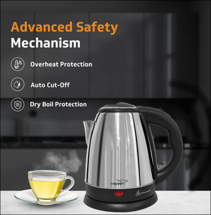 VKS15 Electric Kettle for hot water | 1.5 Litre 1500 watt, Stainless Steel Hot water kettle | Power Indicator | Auto cut-off