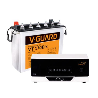 V-Guard Smart Inverter & Battery Combo (Smart Pro 1200 Digital Sine Inverter with VT 170 DLX (155Ah Tall Tubular Battery)) for Home, Office & Shops