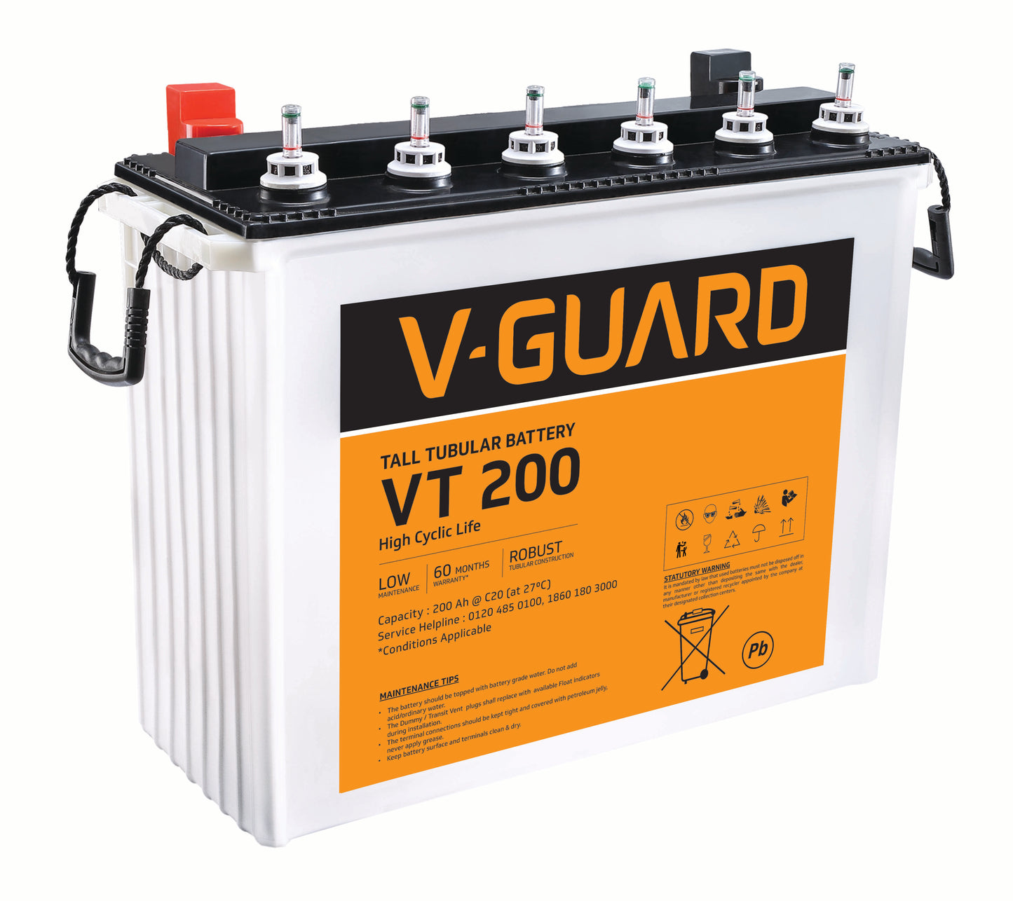 VT 200 Inverter Battery | Tubular Technology | High Backup Performance | 3+2 Years Warranty