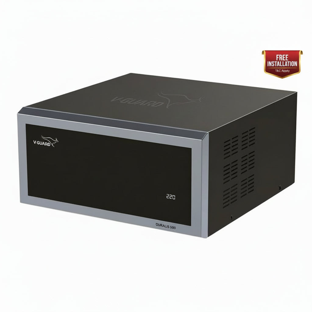 V-Guard Duralis 1000 Mainline Stabilizer for Home | Protect Your Entire Home with One Stabilizer | Digital Display | Wide Voltage Range (110 VAC–290 VAC) | 1 Year Warranty | Black