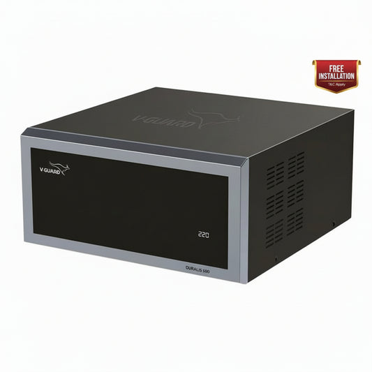 V-Guard Duralis 1000 Mainline Stabilizer for Home | Protect Your Entire Home with One Stabilizer | Digital Display | Wide Voltage Range (110 VAC–290 VAC) | 1 Year Warranty | Black