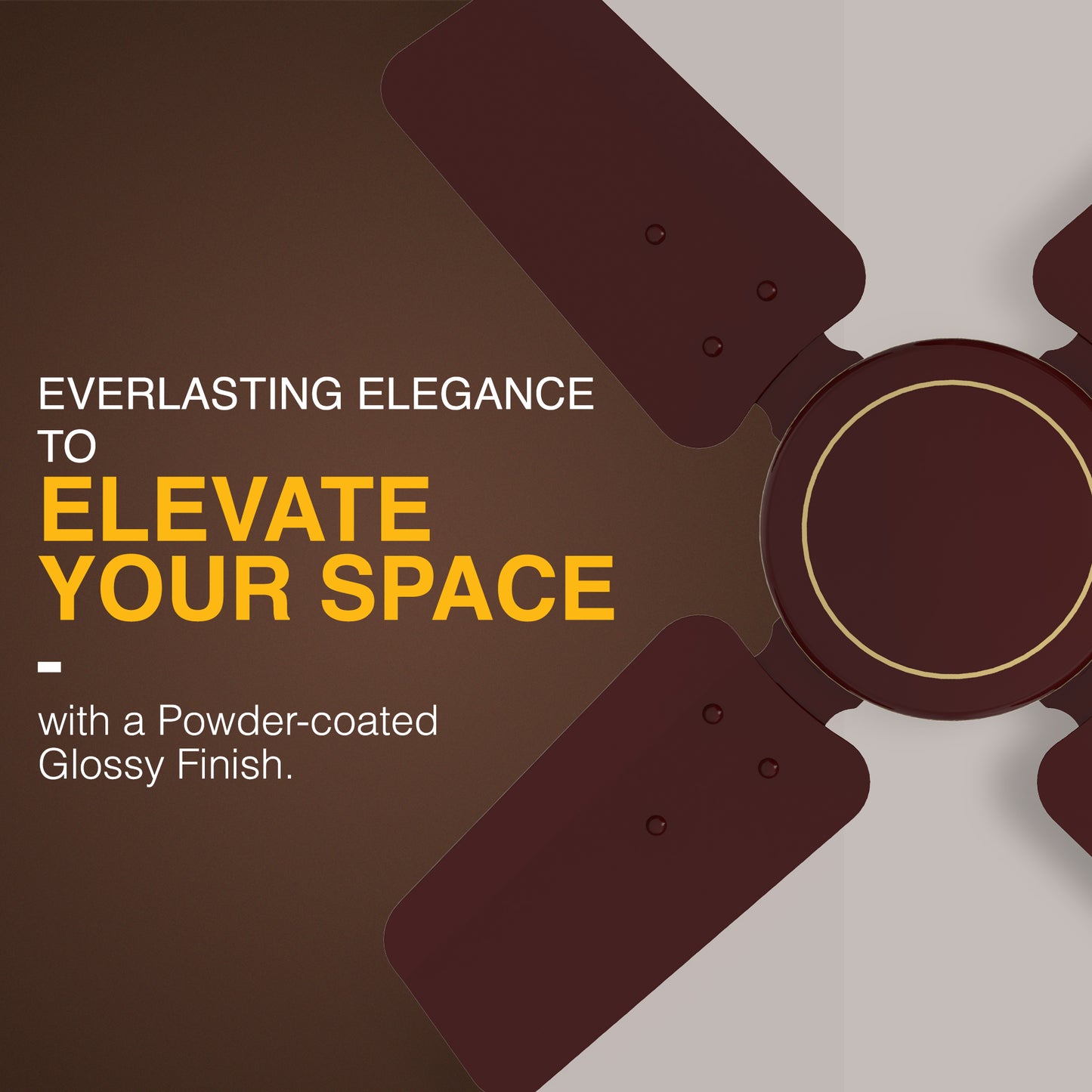 Windle Pro Plus High-Speed Ceiling Fan For Home | 100% Copper 830 RPM Motor | Powder-Coated Gloss Finish | 4 Blade Ceiling Fan | Cherry Brown | 60 cm