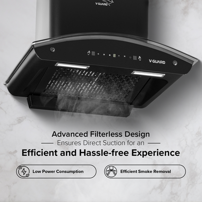 V-Guard X10 Neo Filterless Kitchen Chimney | 60cm | 1400 m³/h High Suction Capacity | One-Touch Heat Auto-Clean | Touch Panel with Gesture Control | 1-Year Comprehensive & 5-Year Motor Coverage