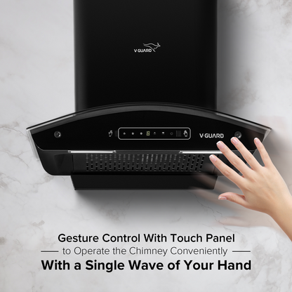 V-Guard X10 Neo Filterless Kitchen Chimney | 60cm | 1400 m³/h High Suction Capacity | One-Touch Heat Auto-Clean | Touch Panel with Gesture Control | 1-Year Comprehensive & 5-Year Motor Coverage