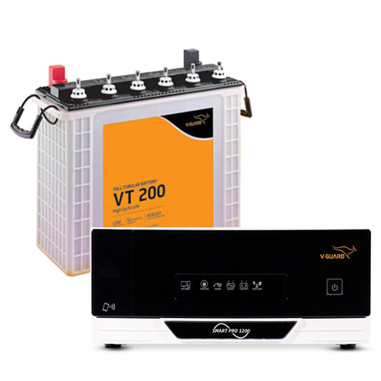 Smart Pro 1200 Inverter + VT 200 Battery Combo for Home, Office & Shops