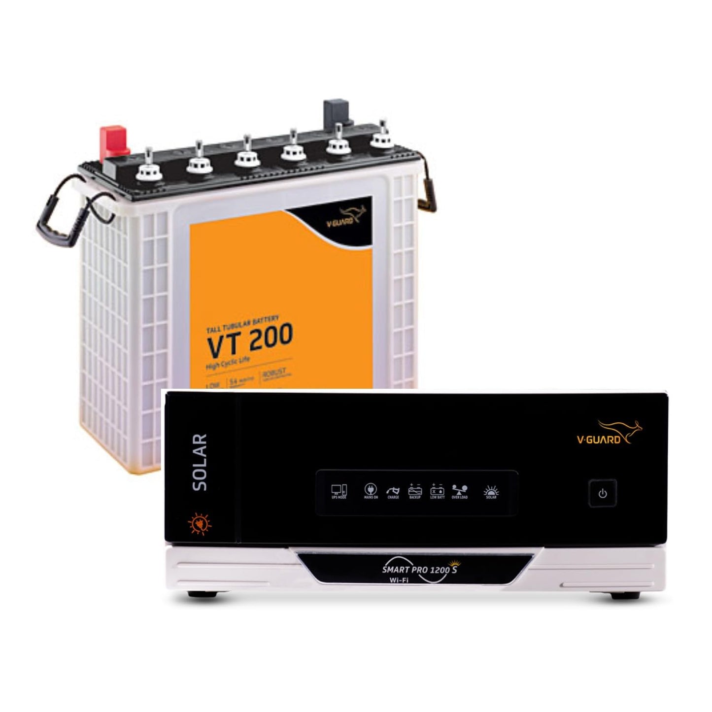 Smart Pro 1200 s Solar Inverter + VT 200 Battery Combo for Home, Office & Shops