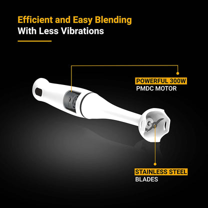 VBD 300PL Hand Blender/Powerful 300 W PMDC Motor/Versatile Use/Sleek Design/Detachable Shaft [White & Black]
