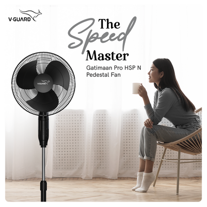 Gatimaan Pro HSP N High Speed Pedestal Fan, Black