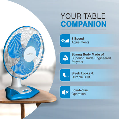 Gatimaan TF Ultra High Speed Table Fan, White Blue