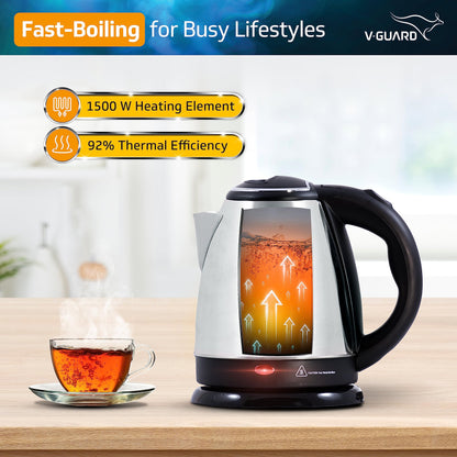 VKS15 Electric Kettle for hot water | 1.5 Litre 1500 watt, Stainless Steel Hot water kettle | Power Indicator | Auto cut-off