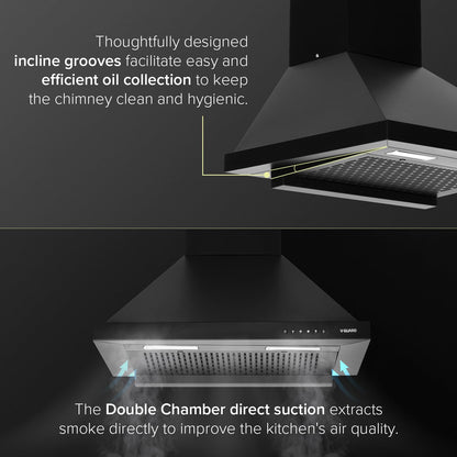  P10 Chimney for Kitchen - High Suction of 1200 m³/h/Filter-Less Chimney/One-Press Heat Auto-Clean/Energy-Efficient LED Lights/Low Noise/Easy-to-Clean Panel