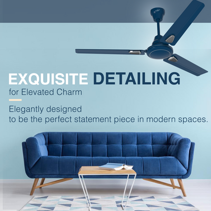 Windle Deco AS Designer Ceiling Fan for Home 1.2 m, Admiral Blue