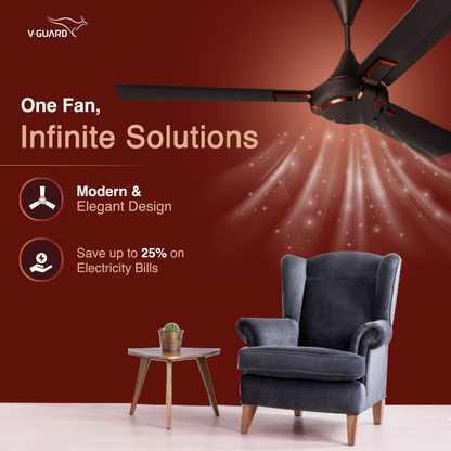 Exado Pro AS Anti Dust High Speed Ceiling Fan for Home 1.2 m, Choco Brown Matte