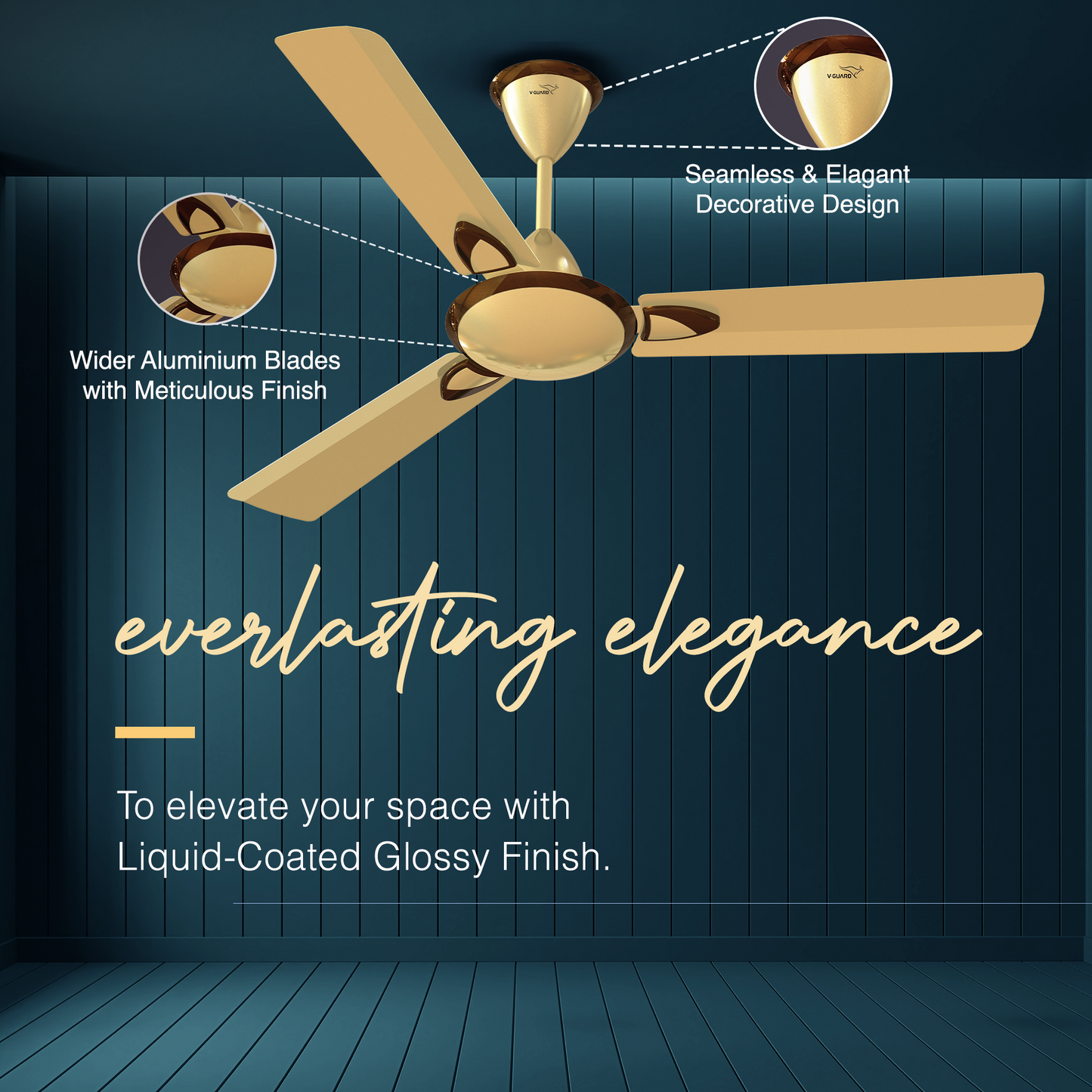 Gatimaan Plus AS High-Speed Designer Ceiling Fan for Home 1.2 m, Imperial Gold