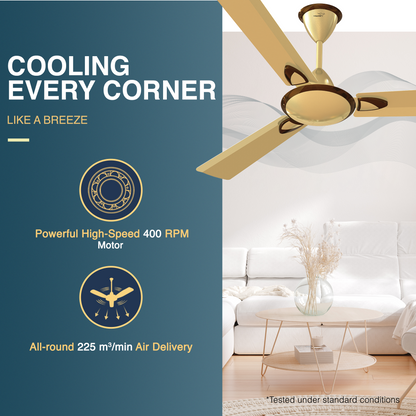 Gatimaan Plus AS High-Speed Designer Ceiling Fan for Home 1.2 m, Imperial Gold